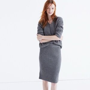 Madewell Charcoal Ribbed Pencil Skirt